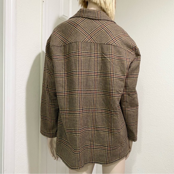 Vintage For Pete’s Sake Brown/Tan Houndstooth Oversized Blazer Jacket Size L - Picture 4 of 14